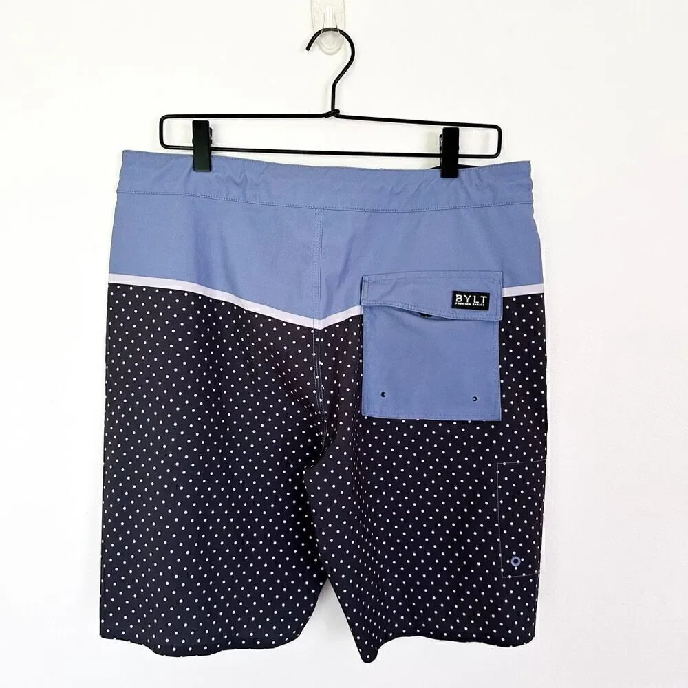 BYLT Basics Men’s Coastal Boardshort 2.0 Hybrid Polka Dot Slate Blue